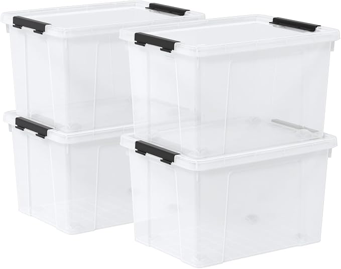 4 Pack 22 Quart Latch Box, Buckle Up Storage Box Set - Image 6