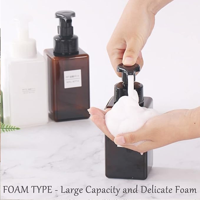 Foaming Soap Dispenser, 450ml Refillable Modern Square Pump Bottle - Image 3