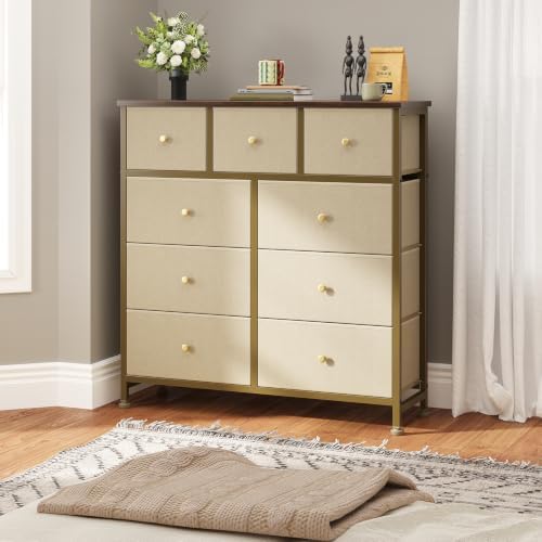 DUMOS 9 Drawer Dresser for Bedroom, Storage Organizer Chest of Drawers