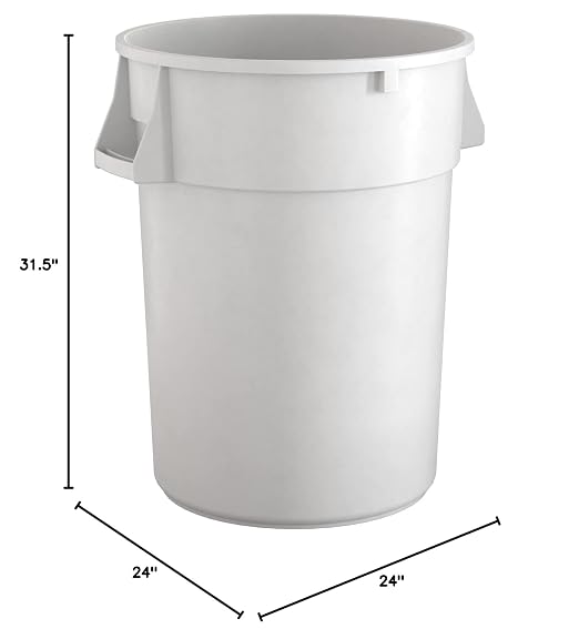 44 Gallon White Round Commercial Trash Can - Image 5