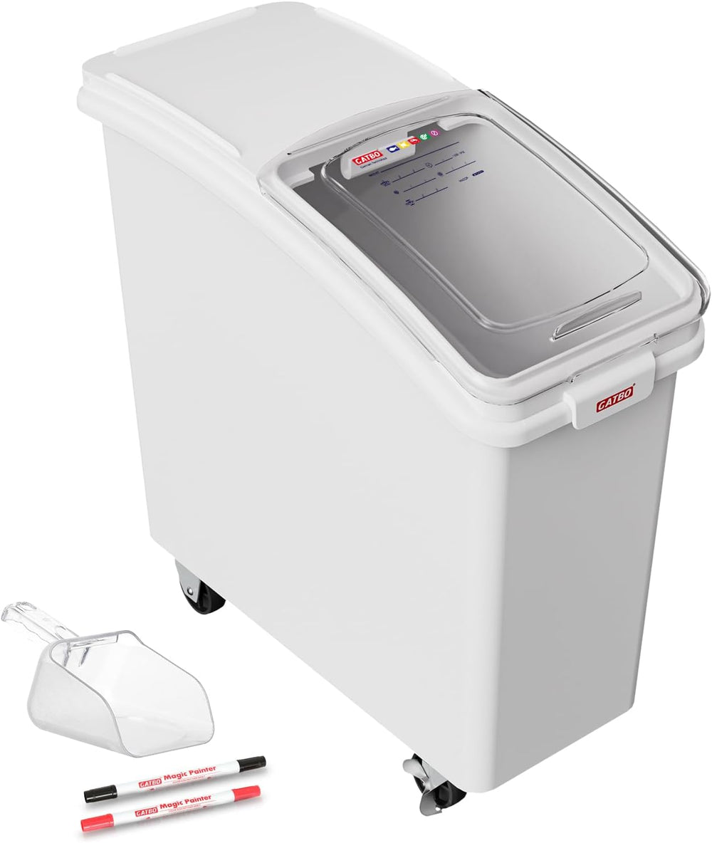 22 Gal Commercial Mobile Ingredient Bin with Scoop, Heavy Duty Food Storage C...