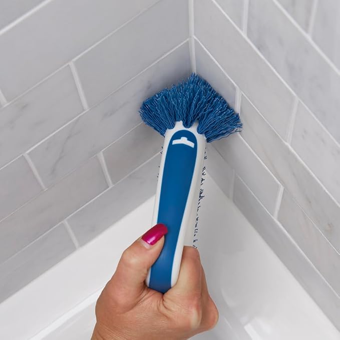 Unger 2-in-1 Grout and Corner Scrubber Brush Tool, Crevice Bathroom Cleaning - Image 5