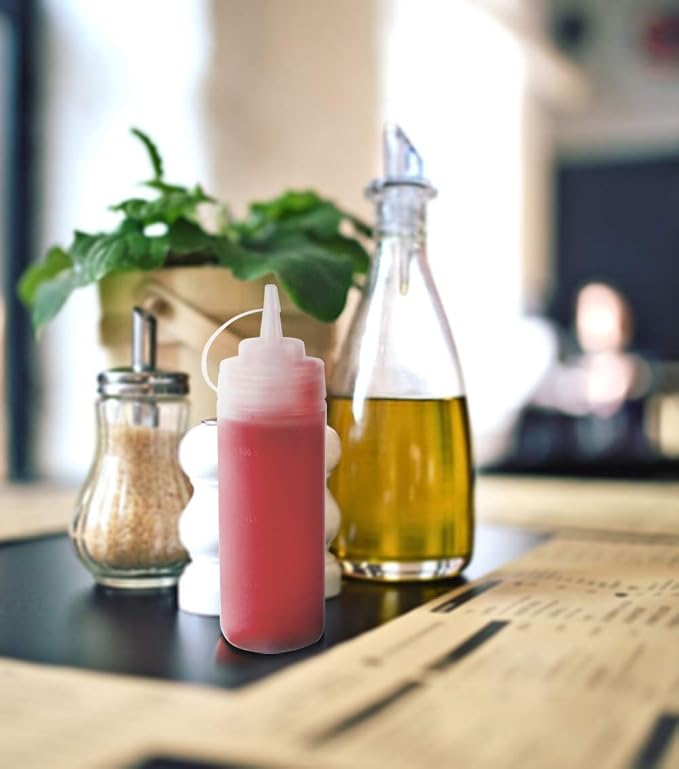 Squeeze Bottles for Sauces 2 Pack, Ketchup Bottle 12 Ounce Plastic Dressing - Image 5