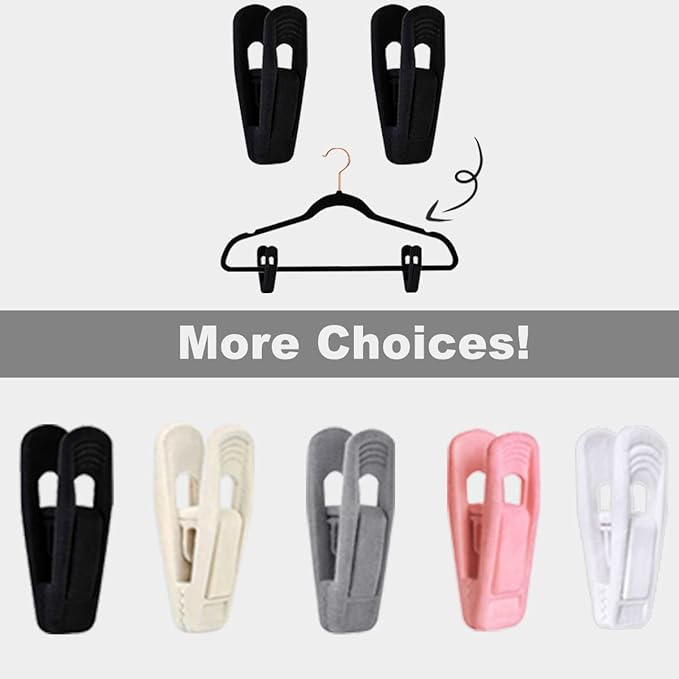 Black Velvet Hangers Clips 40 PCS, Pants Hangers Velvet Clips Easily Add to - Image 9