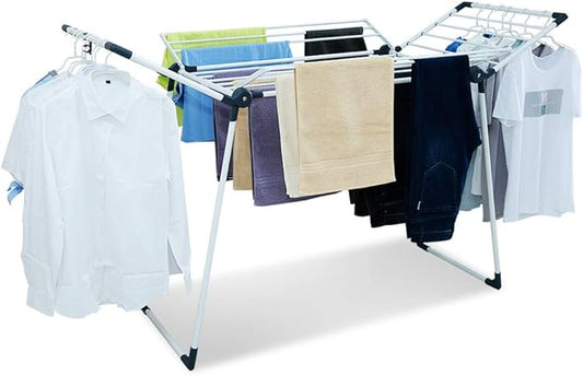 Clothes Drying Rack Adjustable Gullwing and Foldable Space-Saving Laundry Rack by YUBELLES