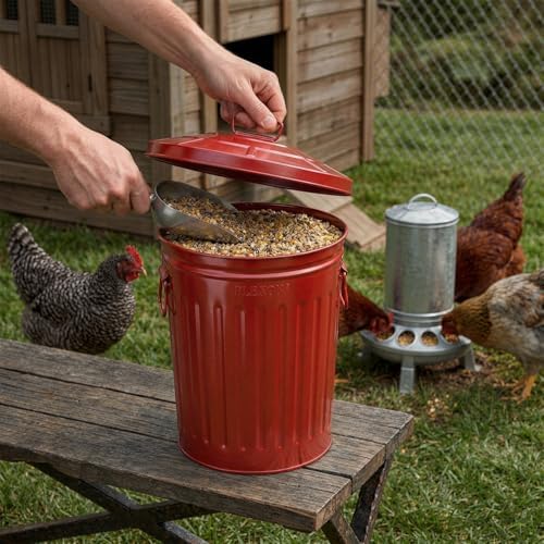 Plexon 2 Gallon Small Metal Trash Can with Lid Bathroom Garbage Can with Lid Bathroom Trash Can for Bedroom Office Kitchen Indoor Waste Basket, Round Powder Coated Red Bucket