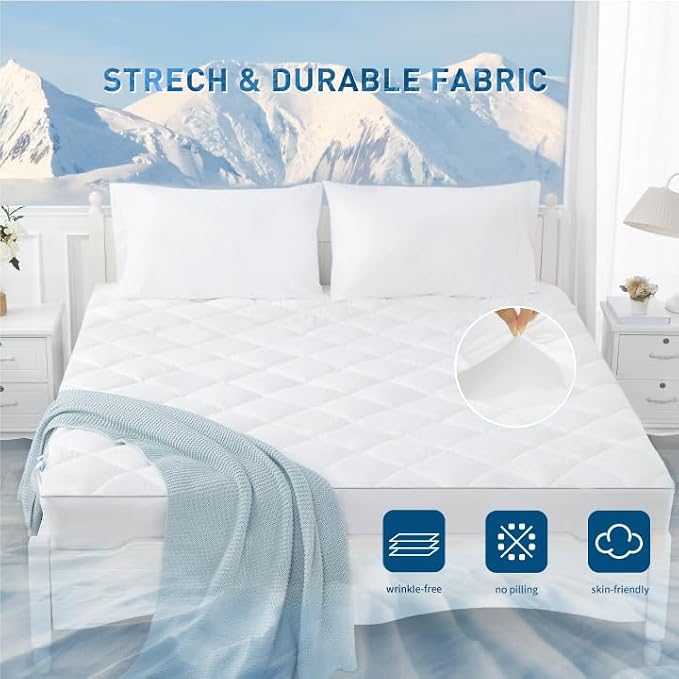 Sunflower Cooling Quilted Queen Mattress Protector, Mattress Pad Queen Chill - Image 4
