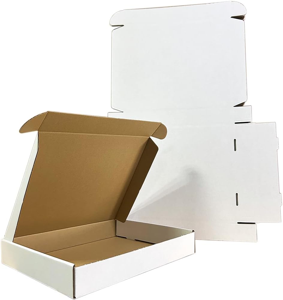 50 Pack 13x11x2'' Shipping Boxes, White Corrugated Cardboard Mailers ...