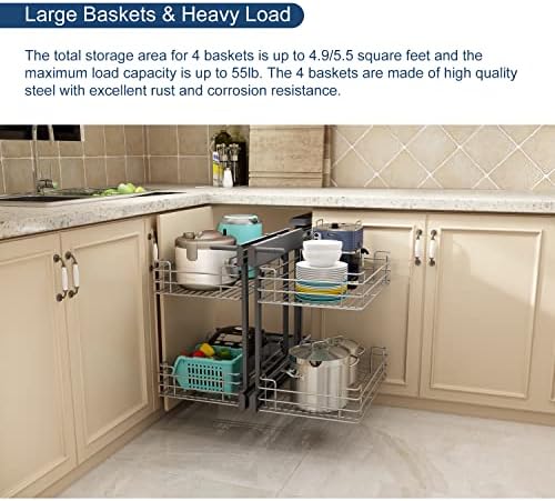 VADANIA Blind Corner Pull Out Organizer for 36" Cabinet, Soft Close