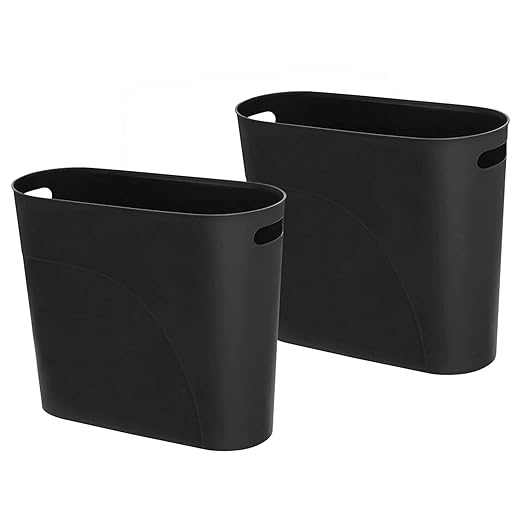 Small Trash Can Plastic Bathroom Wastebasket 3.2 Gallon Slim Garbage Container by ROYFACC