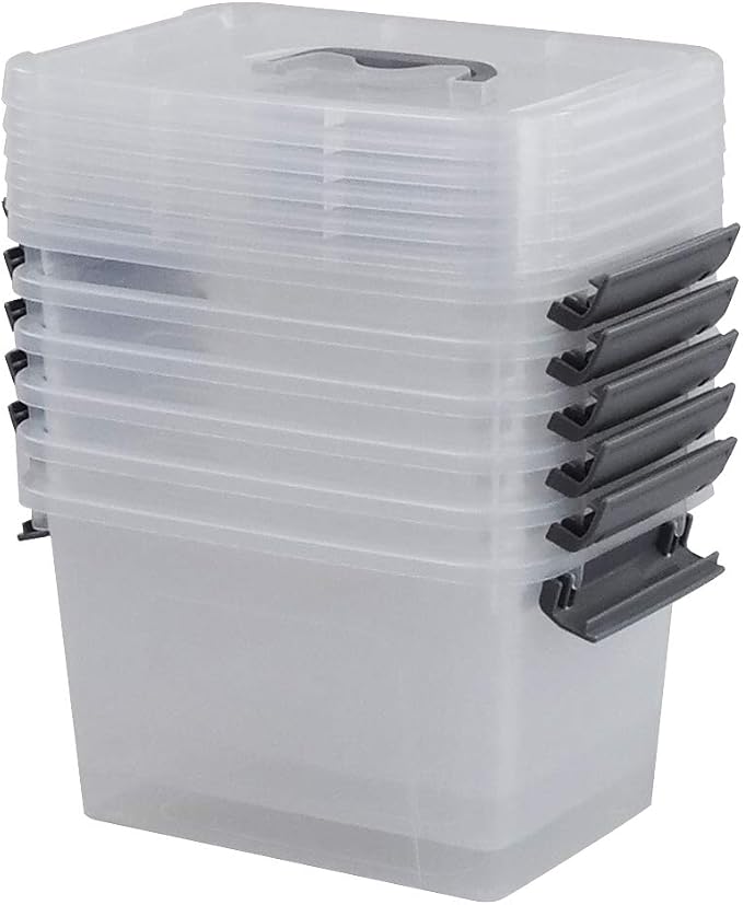 Bringer 6-Pack 5 L Clear Plastic Storage Box, Small Storage Latch Bin - Image 7