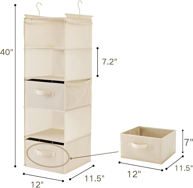 MAX Houser 5 Tier Shelf Hanging Closet Organizer, Cloth Hanging Shelf - Image 3