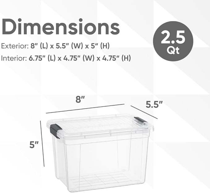 Superio Storage Bins with Lids- 2 Pack, 2.5 Qt Clear Boxes - Image 2