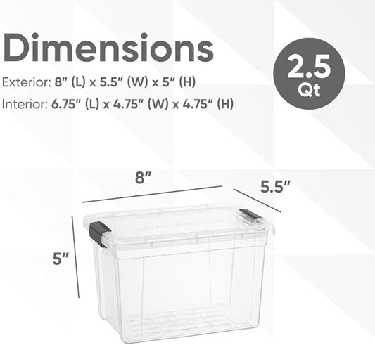 Superio Storage Bins with Lids- 2 Pack, 2.5 Qt Clear Boxes - Image 2