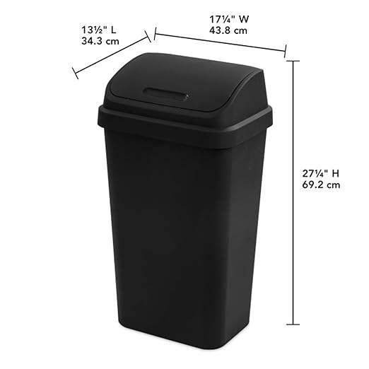 Sterilite 16-Pack Swing Top Wastebasket, Sleek Square Profile Trash Can - Image 3