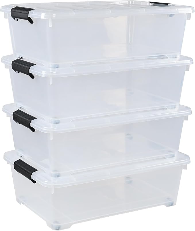 4 Packs 20 Quart Plastic Under Bed Storage Container - Image 7