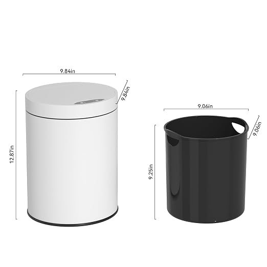 Bathroom Trash Can with Lid 2.6 Gallon Stainless Steel TrashCans Automatic - Image 2
