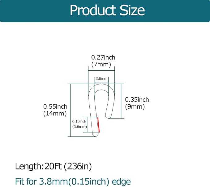 Clear Rubber Edge Trim, U Channel Rubber Seal Strip - Image 2