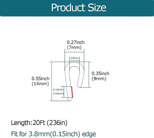 Clear Rubber Edge Trim, U Channel Rubber Seal Strip - Image 2