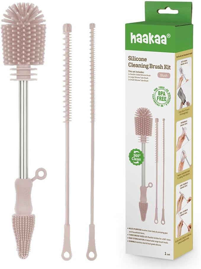 Haakaa Silicone Cleaning Brush Kit – Household Cleaning Brushes by haakaa