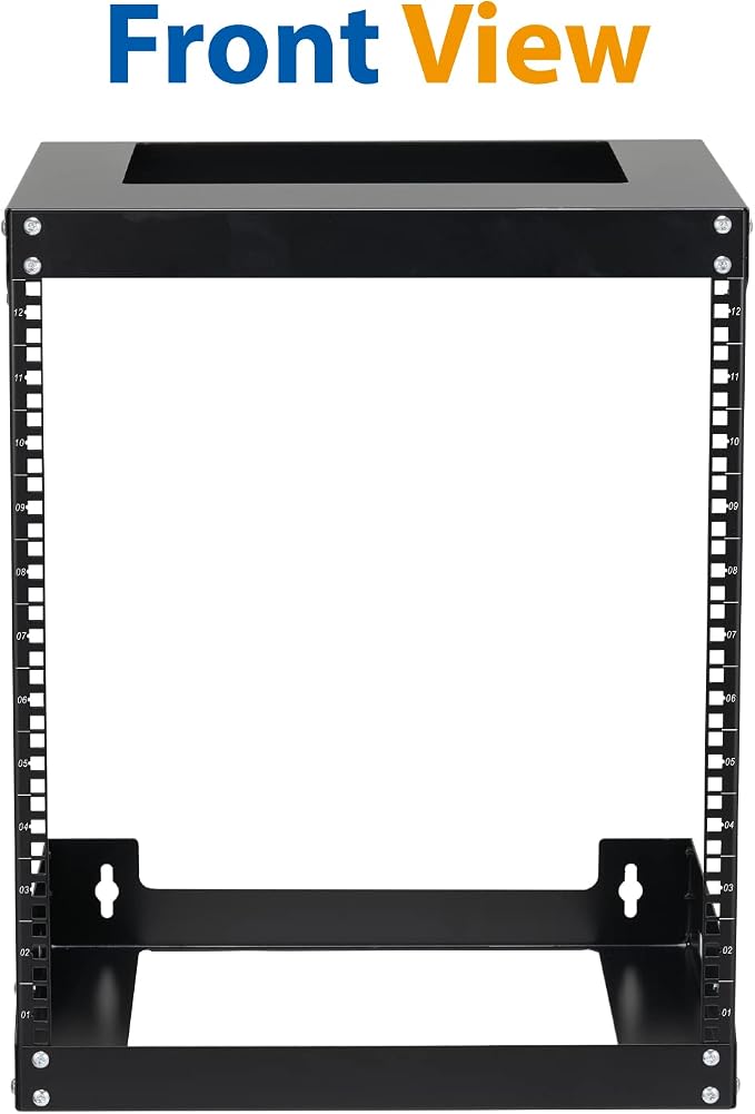 12U Wall Mount Rack Open Frame 19 Inch Server Equipment 2 Post Network Cabinet - Image 3