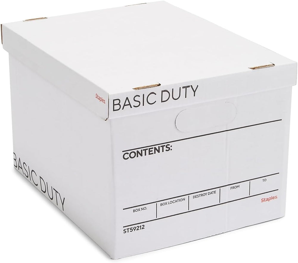 STAPLES Storage & Filing Box, Basic-Duty with Handles & Removeable Li...
