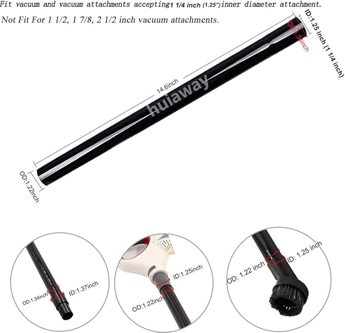 6 Pcs 1.25inch Universal Vacuum Extension Wand Vacuum Attachments 1 1/4 inch - Image 2