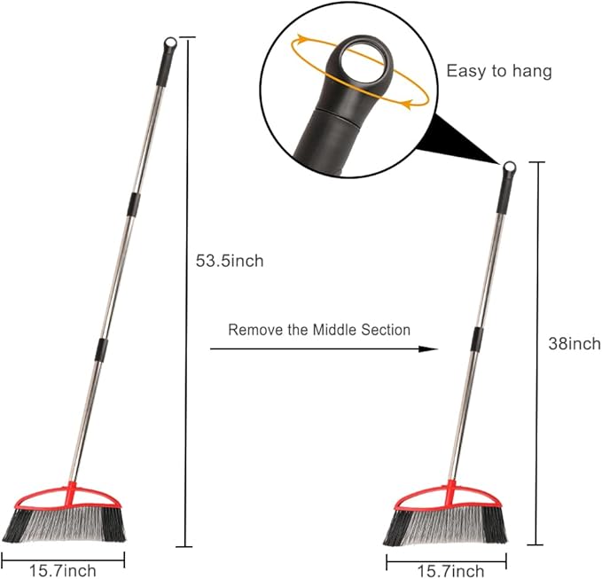 Outdoor Broom, 15.7" Wide Heavy Duty Angle Broom - Image 2