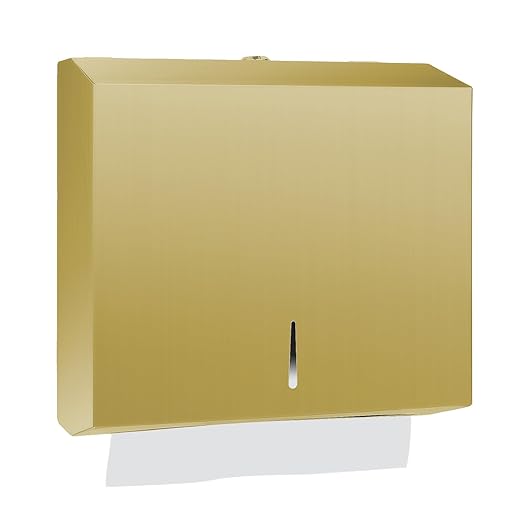 Paper Towel Dispenser Wall Mount, Brushed Gold Stainless Steel Commercial Paper by Stardrix
