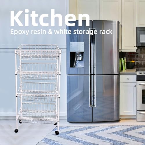 NSF white 4-layer storage rack, kitchen basket rack, vegetable tableware sort...