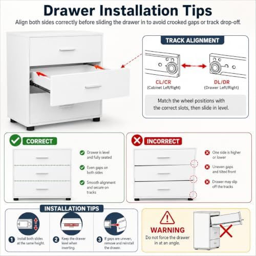 Aheaplus Closet Drawers Set of 2, Wood Closet Organizers and Storage, White