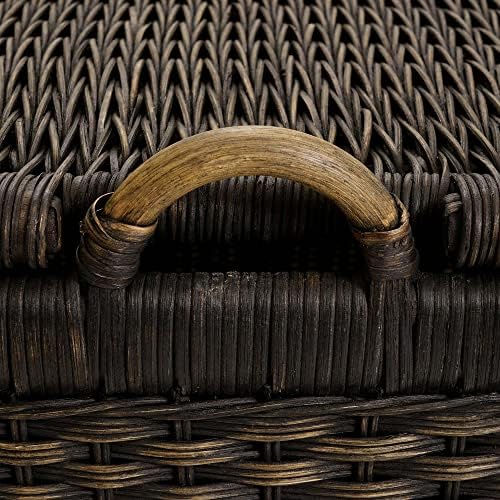 The Basket Lady Lift-Off Lid Wicker Storage Basket, M, Walnut Brown
