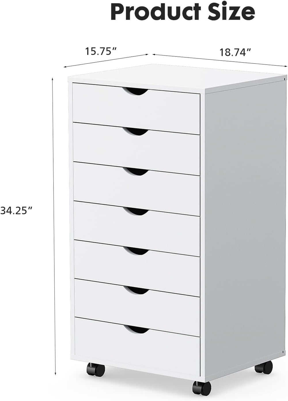 OLIXIS 7 Drawer File Cabinet on Wheels, Printer Stand