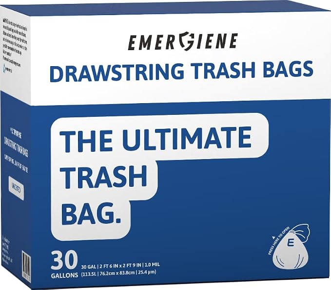 Ultra Strong 30 Gallon Drawstring Trash Bags, Unscented 120 Count Garbage Bags - Image 2