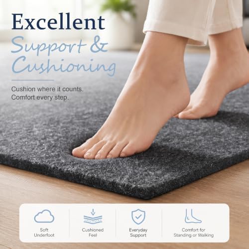 8x10 Non Slip Rug Pad Gripper Cushioned Carpet Pads | Ideas for Hardwood Floors, Thick Felt Liner with Silicone Backing, Under Area Rugs Anti Skid Mat Keep Rugs in Place and Safe