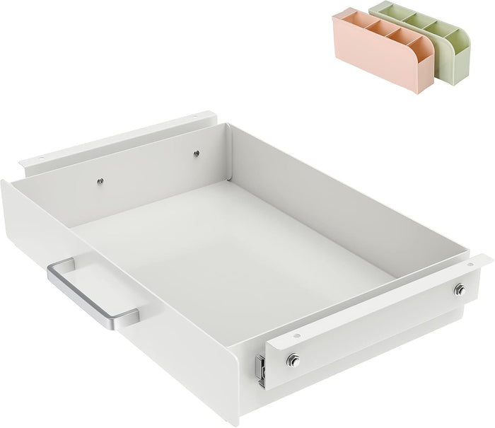 GOME Under Desk Pull-Out Drawer - Storage Organizer Office Mounted, Easy Slide-Out Pencil Drawer for Saving Space, Desk Storage Ideal for Sit-Stand Workstation (Without support bar under desk)