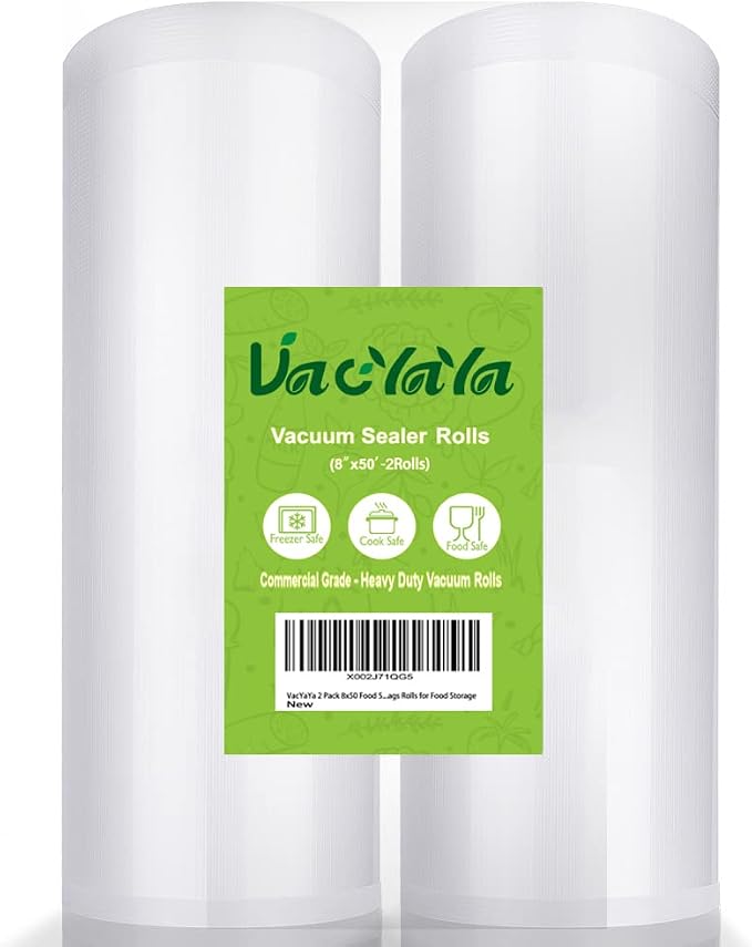 VacYaYa 2 Pack 8x50 Vacuum Sealer Bags Rolls by VacYaYa