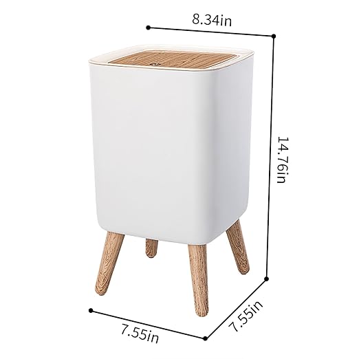 WanWanKa Mini White Plastic Trash Can, 2.6 Gallon Capacity, Slim Design - Image 8