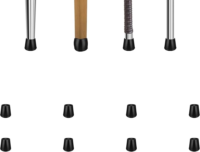 1/4" Round Rubber Furniture Leg Tips Caps, 8 Pack Black Extra Small Furniture by VOCOMO