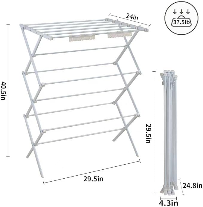 3 Tiers Foldable Clothes Drying Rack, Vertical Laundry Rack Portable and - Image 3