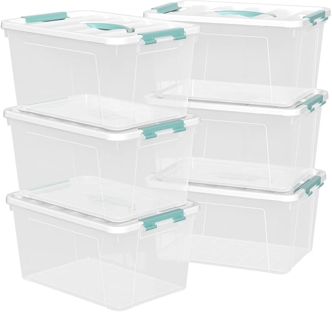 6-Pack Clear Storage Latch Bins, 14 L Plastic Storage Boxes - Image 7