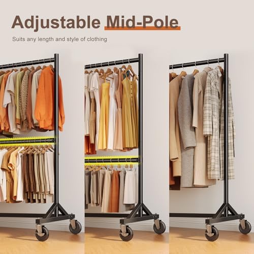 HOKEEPER Z Rack, Clothes Rack Hold 550LB Adjustable Height Double Rod Black