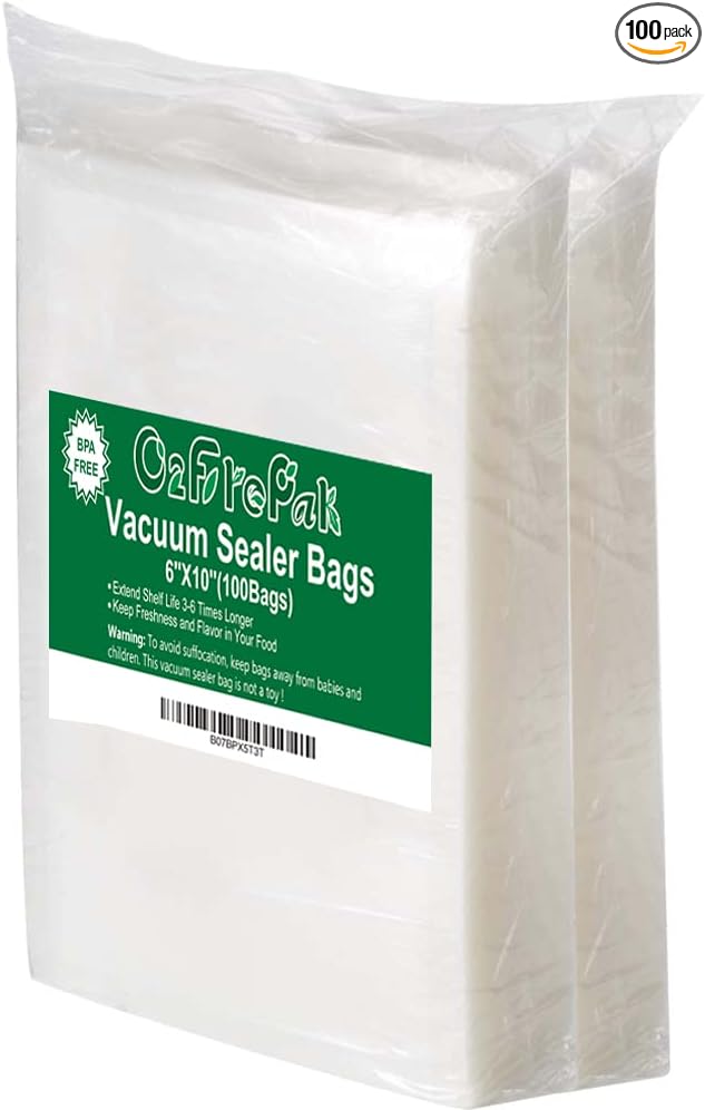 O2frepak 100 Pint 6" x 10" Vacuum Sealer Bags by O2frepak