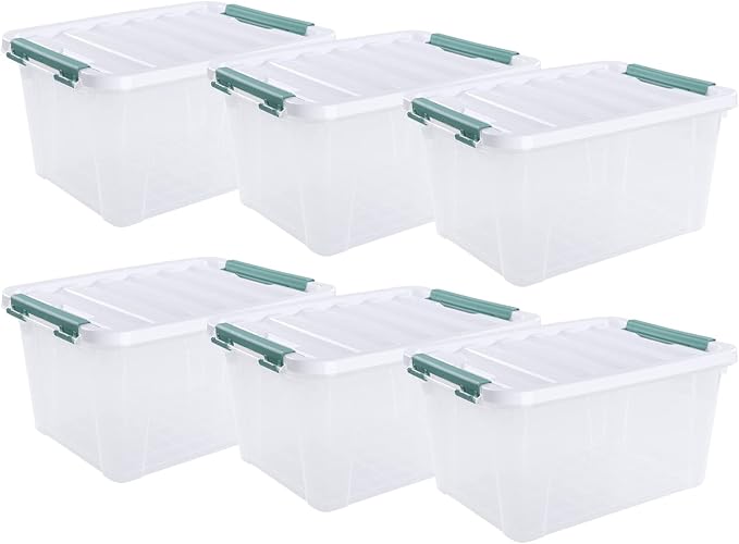 Xyskin 6-Pack 20 Quart Plastic Storage Boxes, Latching Storage Bin Box - Image 4