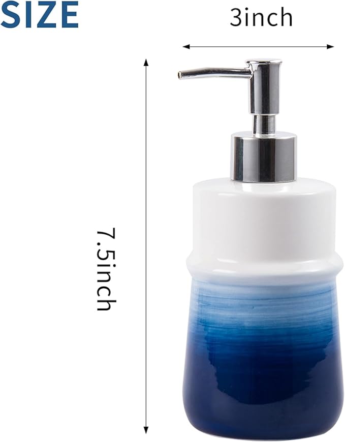 Navy Blue Ceramic Soap Dispenser - Image 2