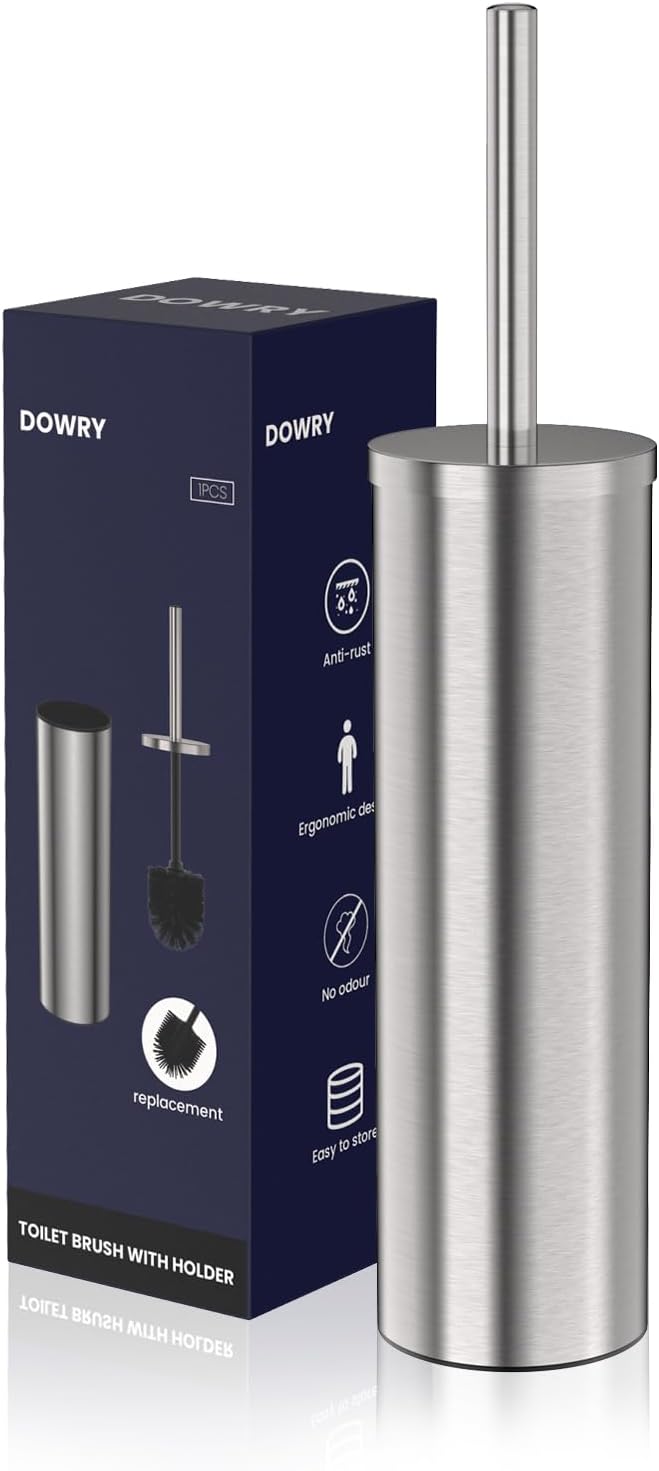 DOWRY Stainless Steel Freestanding Toilet Bowl Brush and Holder by DOWRY