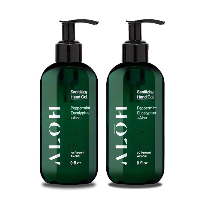 ALŌH Sanitizing Hand Gel 2-pack | Peppermint Eucalyptus + Aloe | 70% Alcohol by AL%C5%8CH