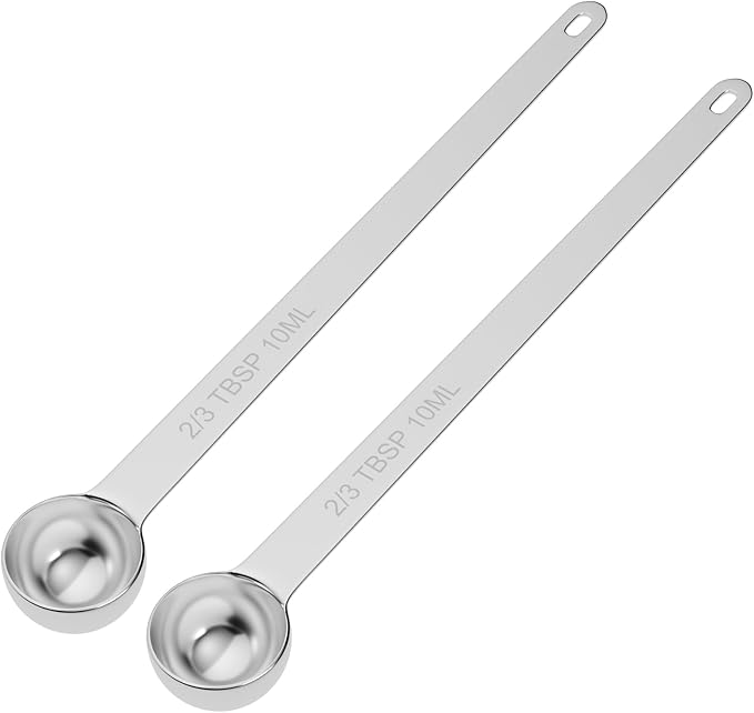 2PCS 2/3Tbsp Extra Long Handle Measuring Spoon, Single Stainless Steel by LEIFENY