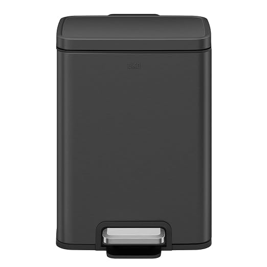 EKO Madison Matte Black 12L / 3.2 Gal Bathroom Trash Can - Image 2