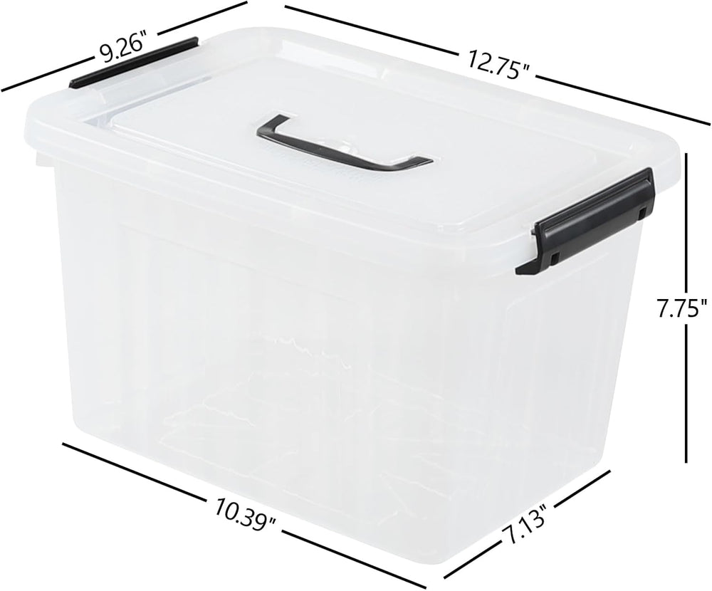 12 Quart Storage Box with Handle, 6 Pack Latching Container Bin
